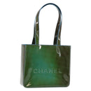 CHANEL Tote Bag Patent leather Green CC Auth mr1734-1