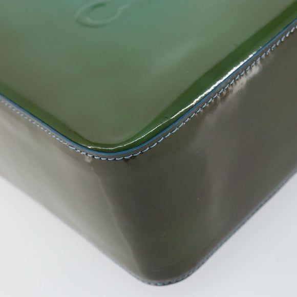 CHANEL Tote Bag Patent leather Green CC Auth mr1734