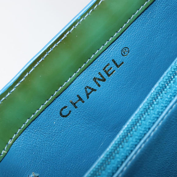 CHANEL Tote Bag Patent leather Green CC Auth mr1734