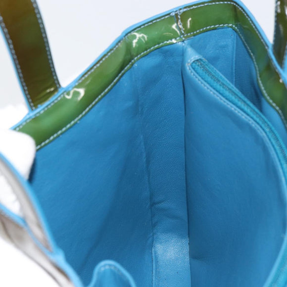 CHANEL Tote Bag Patent leather Green CC Auth mr1734