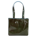 CHANEL Tote Bag Patent leather Green CC Auth mr1734-3
