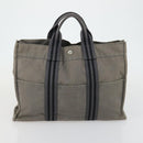 HERMES Fourre Tout MM Tote Bag Canvas 2 Set Gray Black Auth mr1736-10