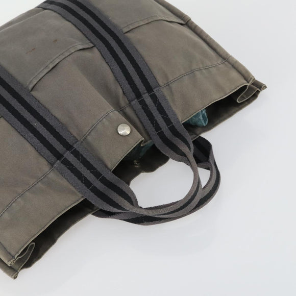 HERMES Fourre Tout MM Tote Bag Canvas 2 Set Gray Black Auth mr1736