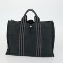 HERMES Fourre Tout MM Tote Bag Canvas 2 Set Gray Black Auth mr1736-2