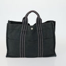 HERMES Fourre Tout MM Tote Bag Canvas 2 Set Gray Black Auth mr1736-3