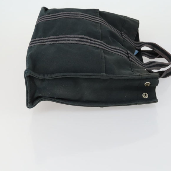 HERMES Fourre Tout MM Tote Bag Canvas 2 Set Gray Black Auth mr1736