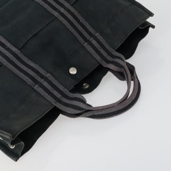 HERMES Fourre Tout MM Tote Bag Canvas 2 Set Gray Black Auth mr1736