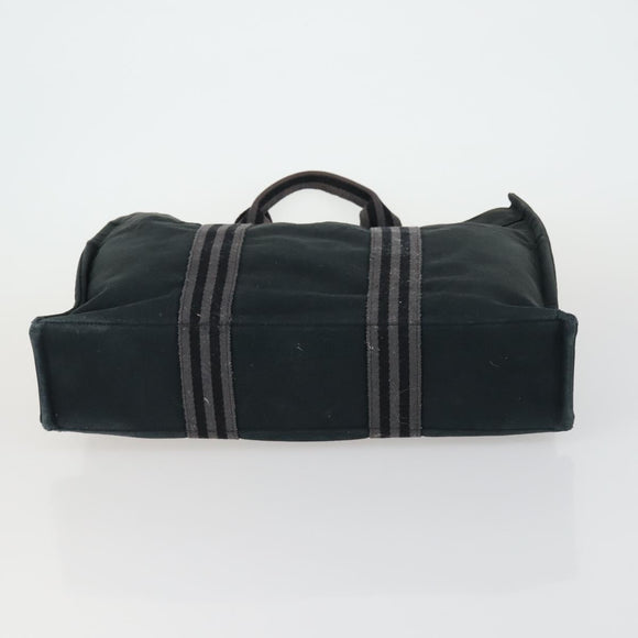 HERMES Fourre Tout MM Tote Bag Canvas 2 Set Gray Black Auth mr1736