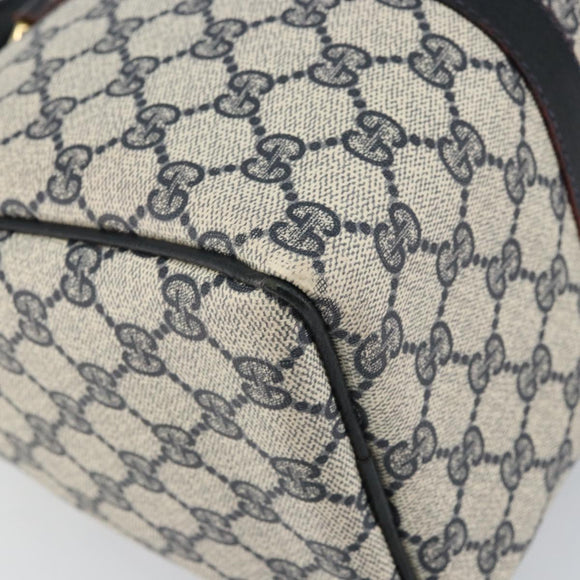 GUCCI GG Supreme Sherry Line Boston Bag PVC Navy Gold Red 010 47 302 Auth mr1742