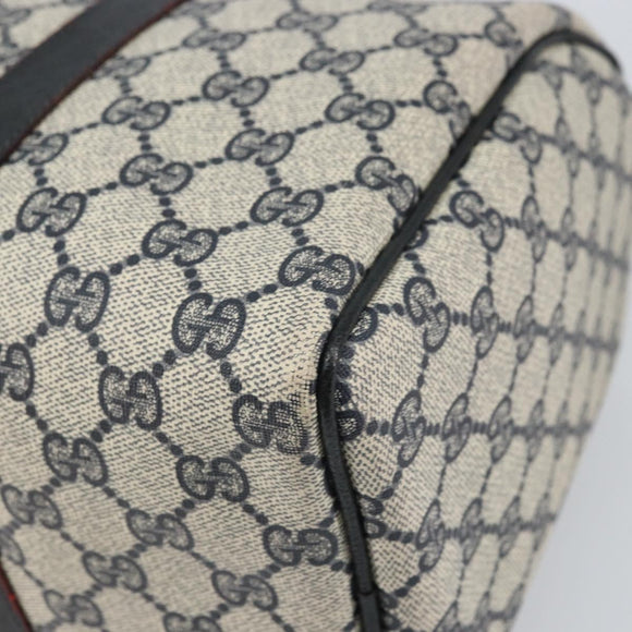 GUCCI GG Supreme Sherry Line Boston Bag PVC Navy Gold Red 010 47 302 Auth mr1742