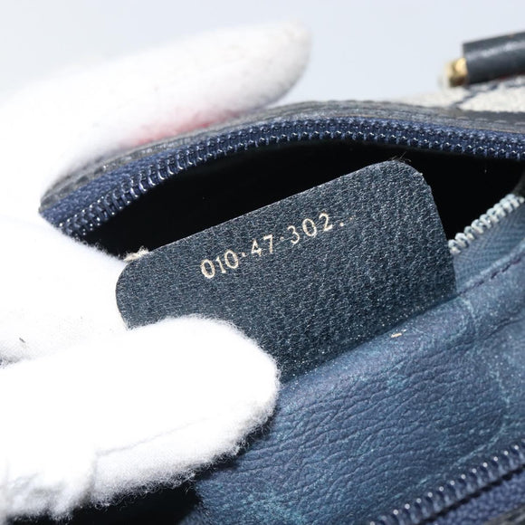 GUCCI GG Supreme Sherry Line Boston Bag PVC Navy Gold Red 010 47 302 Auth mr1742