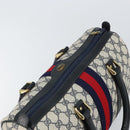 GUCCI GG Supreme Sherry Line Boston Bag PVC Navy Gold Red 010 47 302 Auth mr1742-6