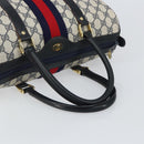 GUCCI GG Supreme Sherry Line Boston Bag PVC Navy Gold Red 010 47 302 Auth mr1742-7