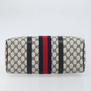 GUCCI GG Supreme Sherry Line Boston Bag PVC Navy Gold Red 010 47 302 Auth mr1742-5