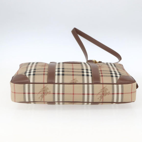Burberrys Nova Check Business Bag PVC 2way Beige Gold Auth mr1743