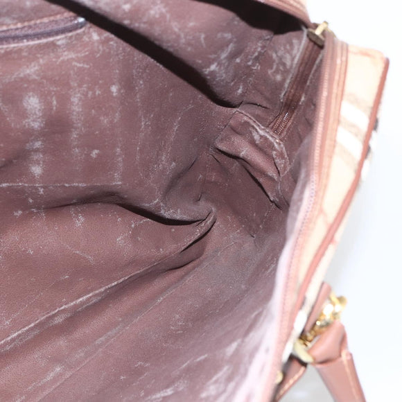 Burberrys Nova Check Business Bag PVC 2way Beige Gold Auth mr1743