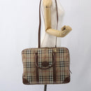 Burberrys Nova Check Business Bag PVC 2way Beige Gold Auth mr1743-23