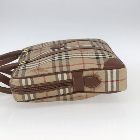 Burberrys Nova Check Business Bag PVC 2way Beige Gold Auth mr1743