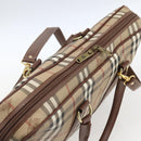 Burberrys Nova Check Business Bag PVC 2way Beige Gold Auth mr1743-6