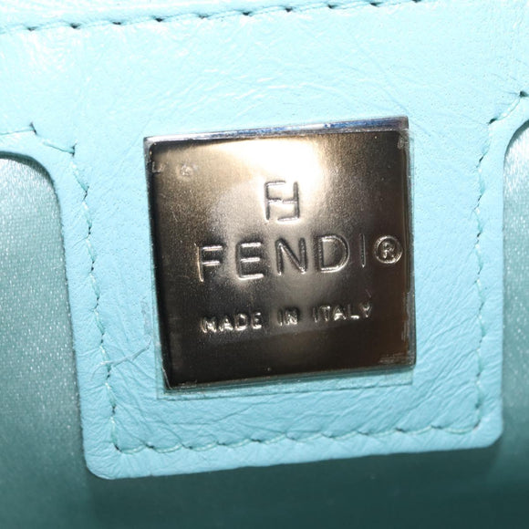 FENDI Schoudertas Nylon Lichtblauw Zilver Auth mr1746