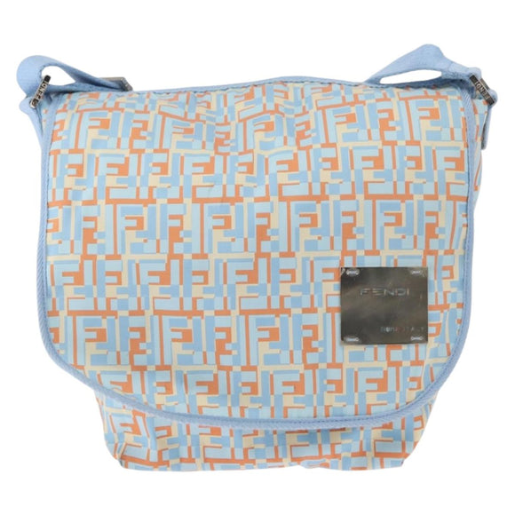 FENDI Schoudertas Nylon Lichtblauw Zilver Auth mr1746