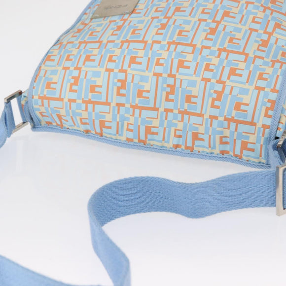 FENDI Schoudertas Nylon Lichtblauw Zilver Auth mr1746