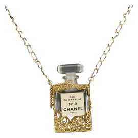 CHANEL Perfume Necklace metal Gold CC Auth mr1750