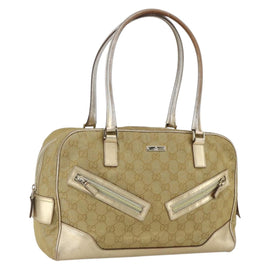 GUCCI GG Canvas Hand Bag Gold 002 1115 Auth mr1753