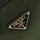 PRADA Business Bag Nylon Khaki Silver Auth mr1754-18