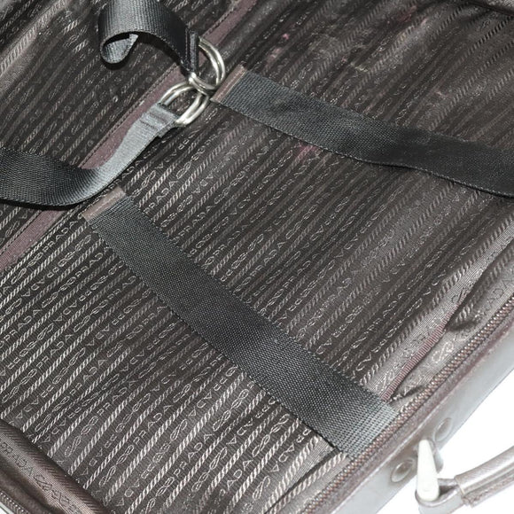 PRADA Business Bag Nylon Khaki Silver Auth mr1754
