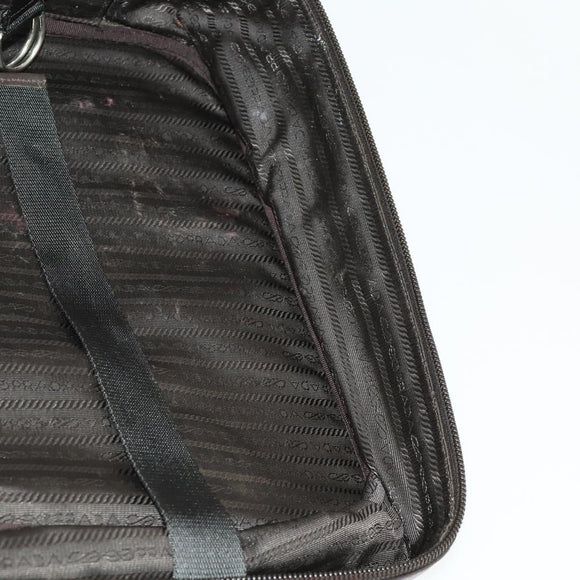 PRADA Business Bag Nylon Khaki Silver Auth mr1754