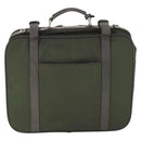 PRADA Business Bag Nylon Khaki Silver Auth mr1754-2
