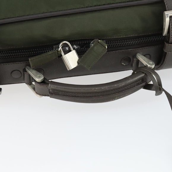 PRADA Business Bag Nylon Khaki Silver Auth mr1754