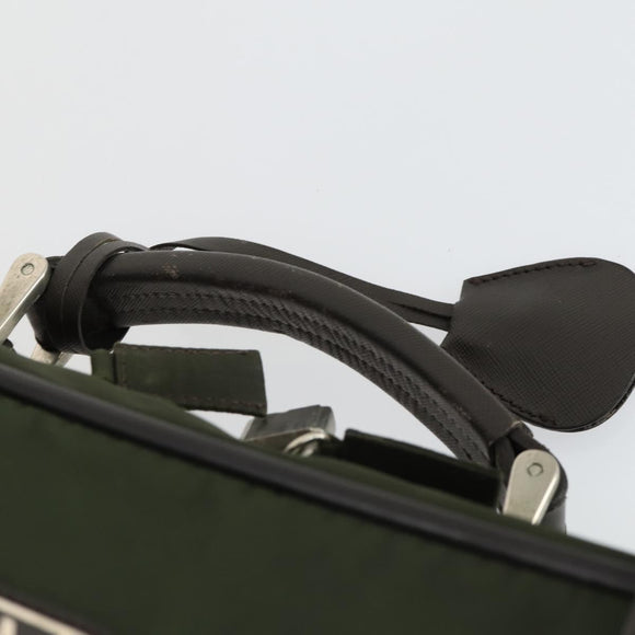 PRADA Business Bag Nylon Khaki Silver Auth mr1754