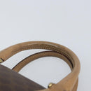 CELINE Macadam Canvas Mini Hand Bag PVC Leather Brown Gold Auth mr1755-8
