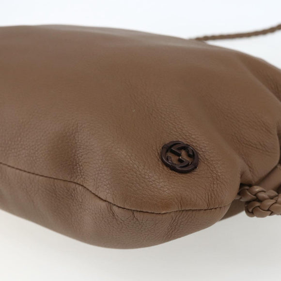 GUCCI Shoulder Bag Leather Brown Silver 268244 Auth mr1758