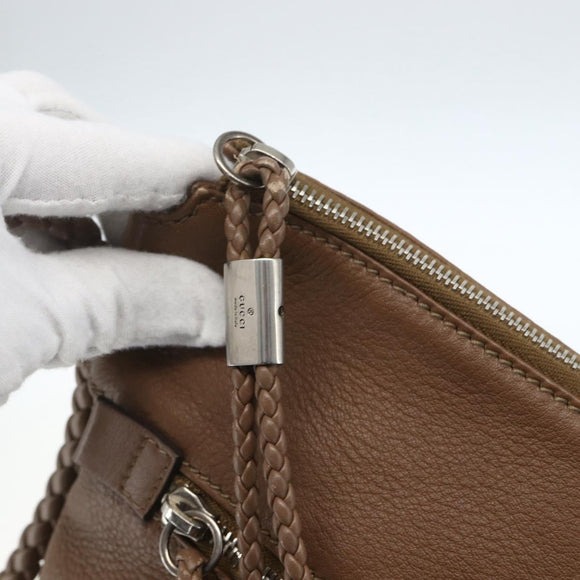 GUCCI Shoulder Bag Leather Brown Silver 268244 Auth mr1758