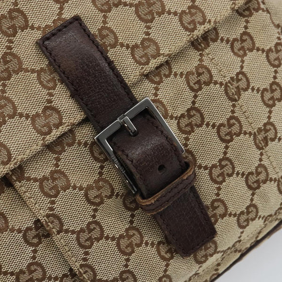 GUCCI GG Canvas Shoulder Bag Beige Silver 114272 Auth mr1759