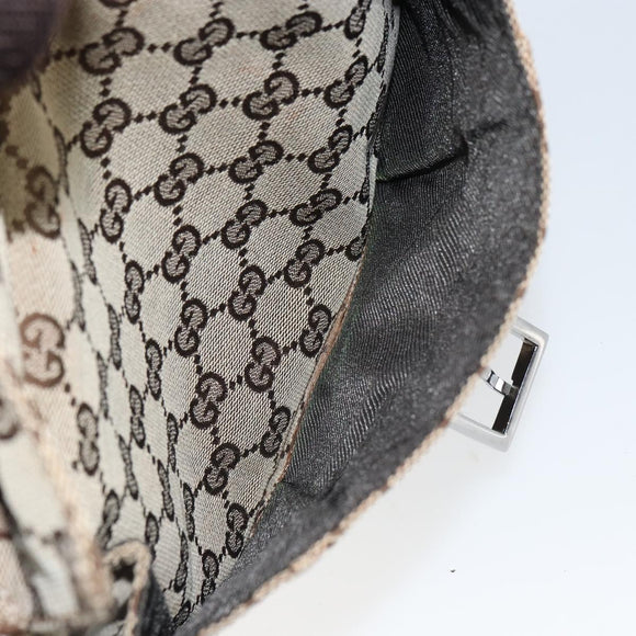 GUCCI GG Canvas Shoulder Bag Beige Silver 114272 Auth mr1759