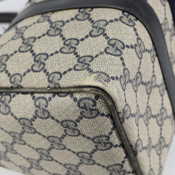 GUCCI GG Supreme Sherry Line Boston Bag PVC Navy Rot 012 3841 58 Auth mr1762