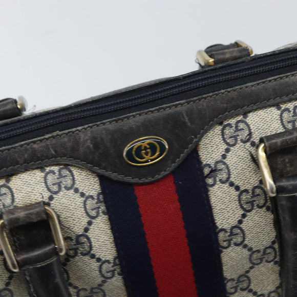 GUCCI GG Supreme Sherry Line Boston Bag PVC Navy Rot 012 3841 58 Auth mr1762