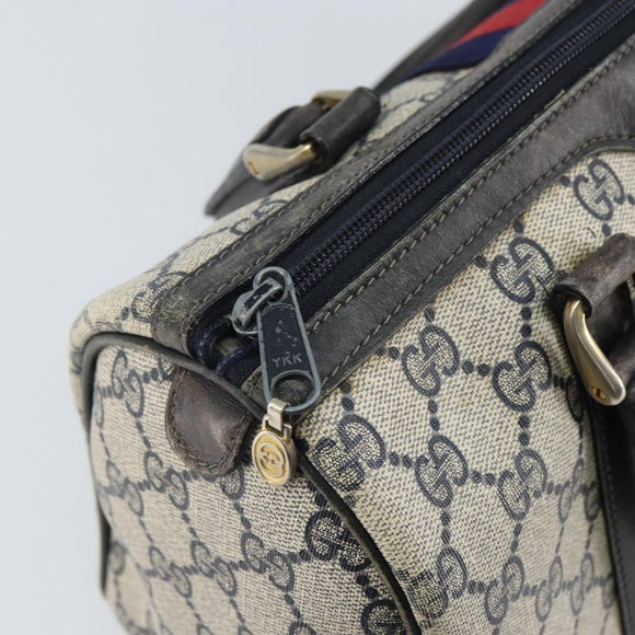 GUCCI GG Supreme Sherry Line Boston Bag PVC Navy Rot 012 3841 58 Auth mr1762