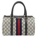 GUCCI GG Supreme Sherry Line Boston Bag PVC Navy Red 012 3841 58 Auth mr1762-2