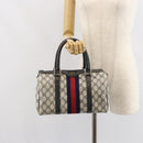 GUCCI GG Supreme Sherry Line Boston Bag PVC Navy Red 012 3841 58 Auth mr1762-24