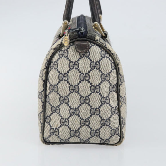 GUCCI GG Supreme Sherry Line Boston Bag PVC Navy Red 012 3841 58 Auth mr1762