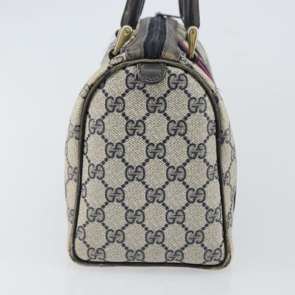 GUCCI GG Supreme Sherry Line Boston Bag PVC Navy Rot 012 3841 58 Auth mr1762