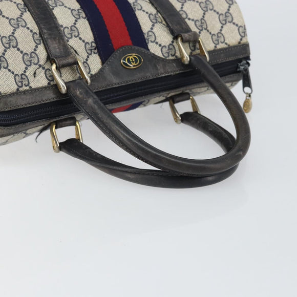 GUCCI GG Supreme Sherry Line Boston Bag PVC Navy Rot 012 3841 58 Auth mr1762