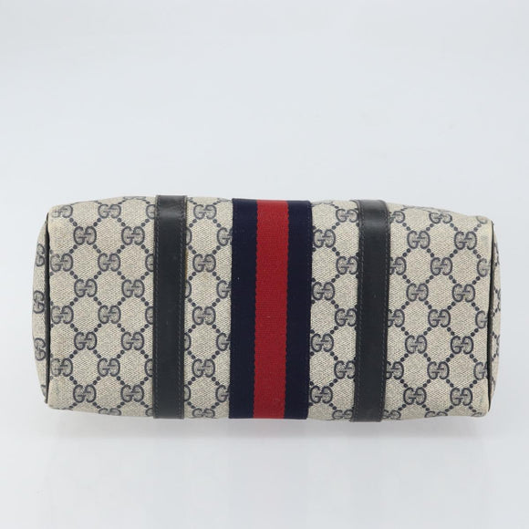 GUCCI GG Supreme Sherry Line Boston Bag PVC Navy Red 012 3841 58 Auth mr1762