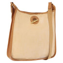 HERMES Vespa PM Shoulder Bag Canvas Beige Gold Auth mr1763-1