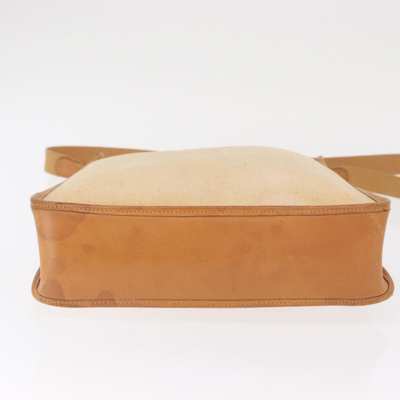 HERMES Vespa PM Shoulder Bag Canvas Beige Gold Auth mr1763